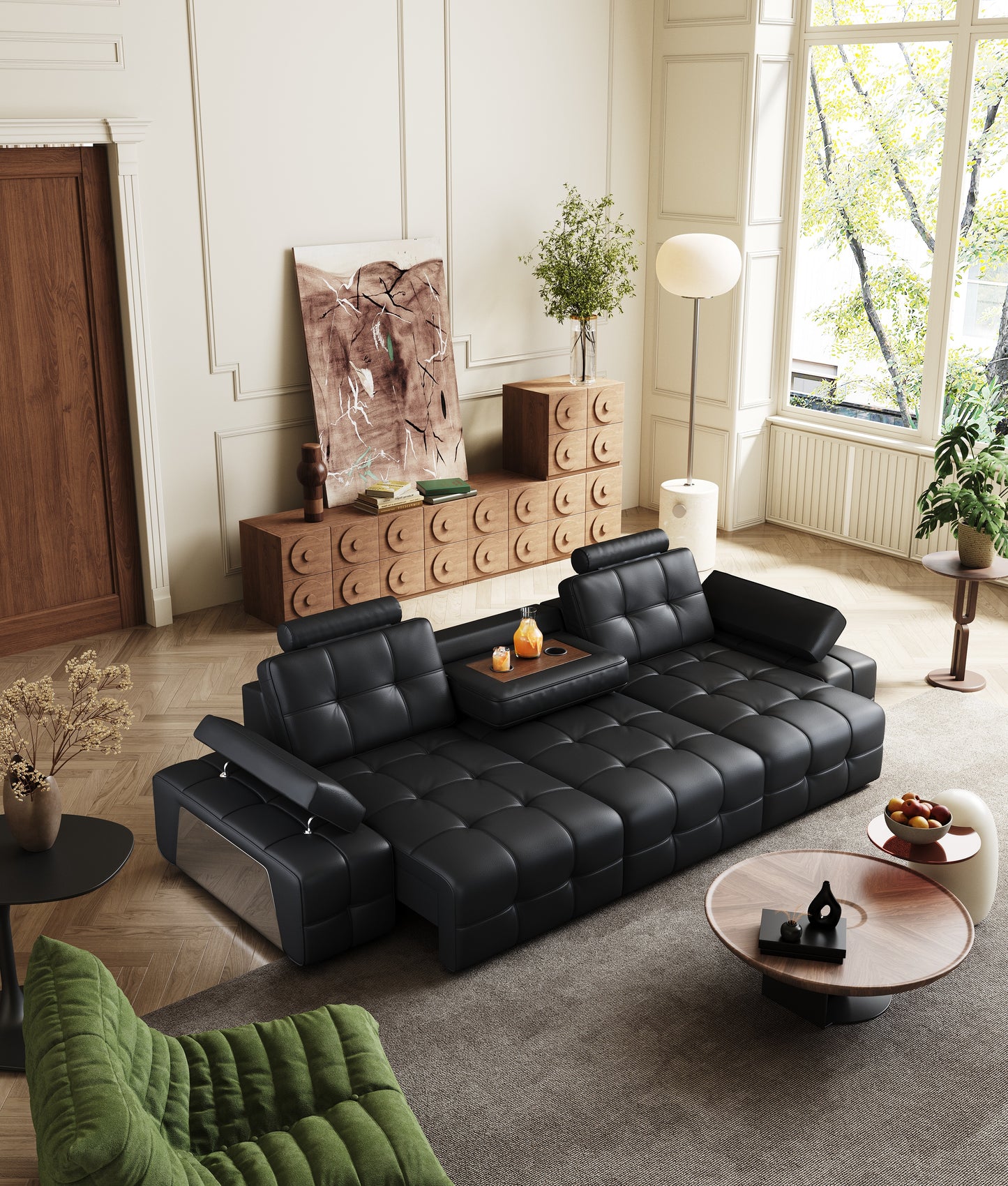 Venus Extendable Sofa with Cup Holders and Adjustable Armrests